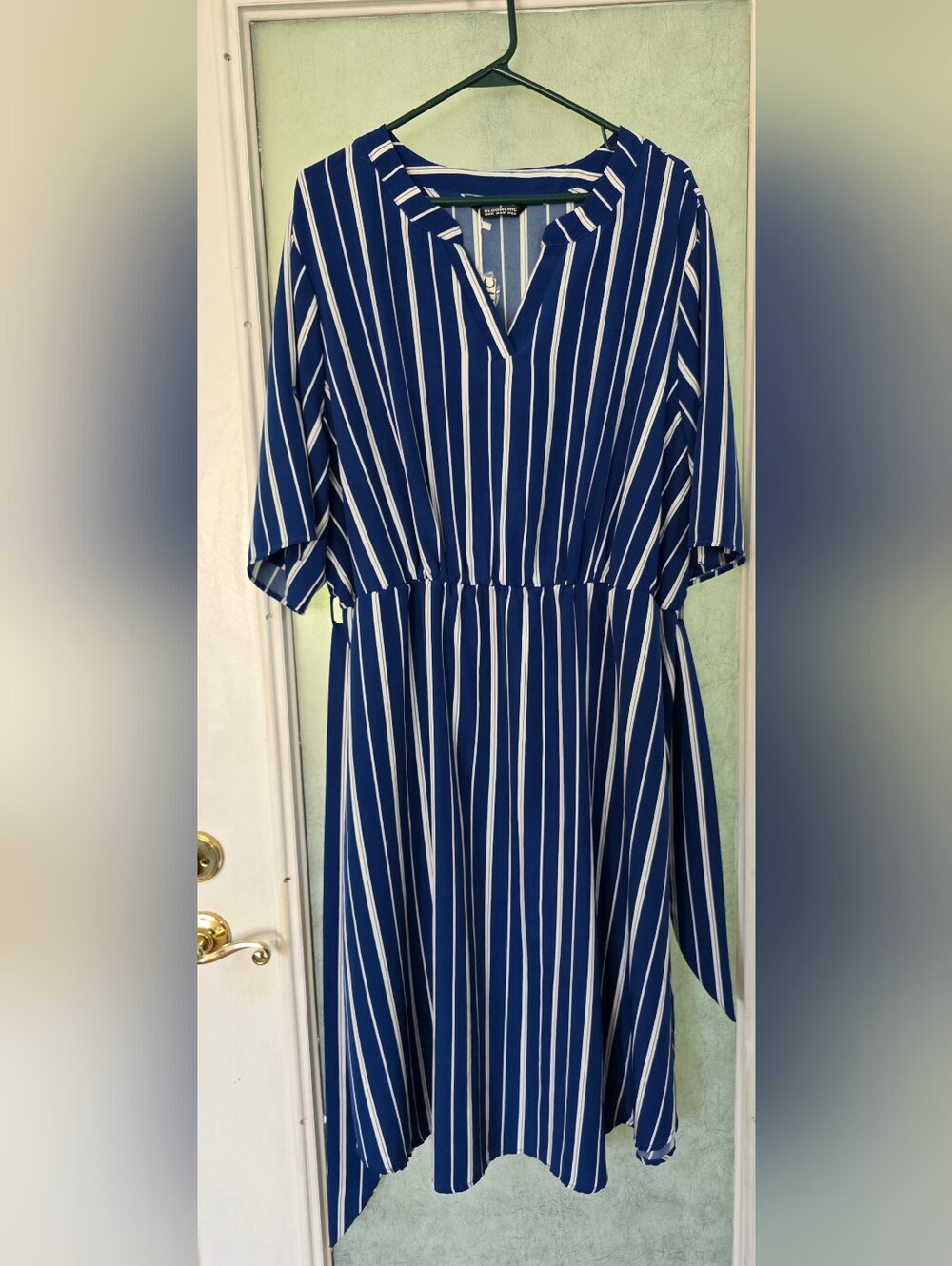 BloomChic Navy & White Striped Midi Dress
